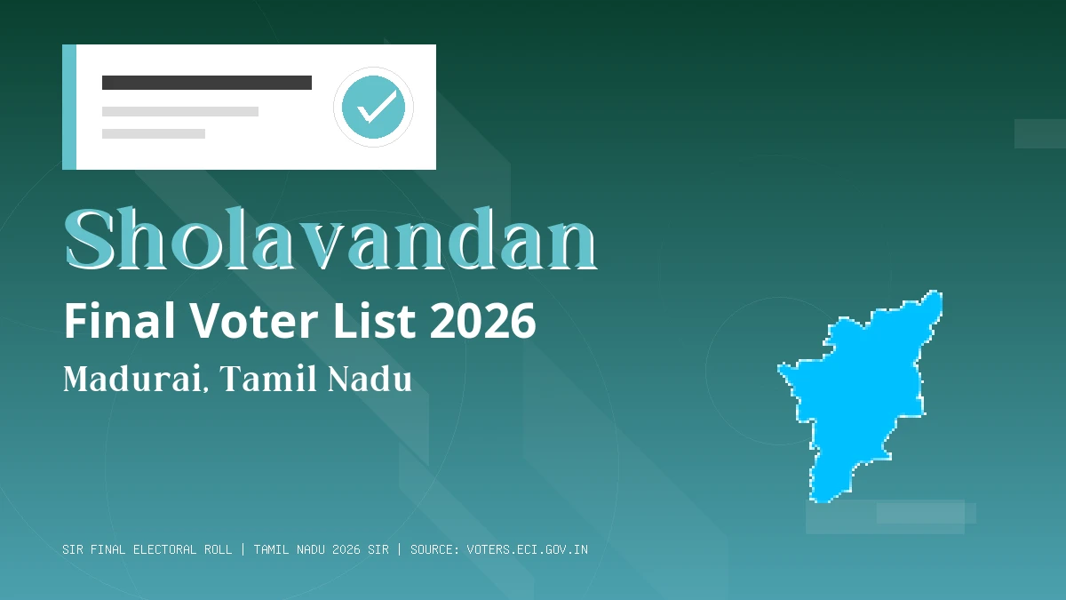 Sholavandan Final Voter List 2026 Tamil Nadu