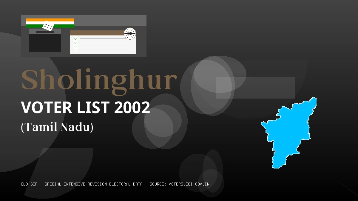 Sholinghur Voter List 2002 PDF Download Tamil Nadu