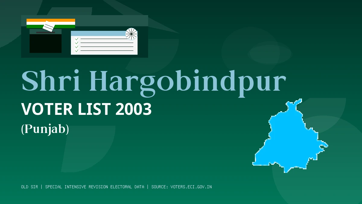 Shri Hargobindpur Voter List 2003 PDF Download Punjab