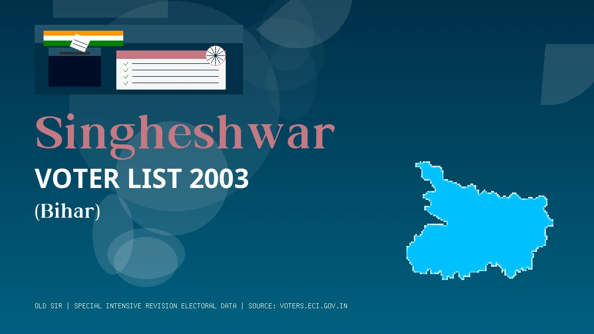 Singheshwar Voter List 2003 PDF Download Bihar