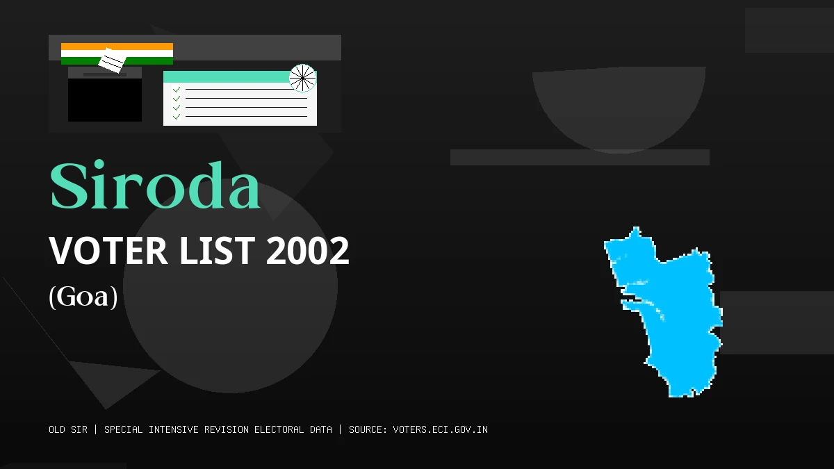 Siroda Voter List 2002 PDF Download Goa