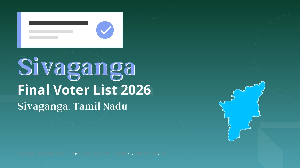 Sivaganga Final Voter List 2026 Tamil Nadu
