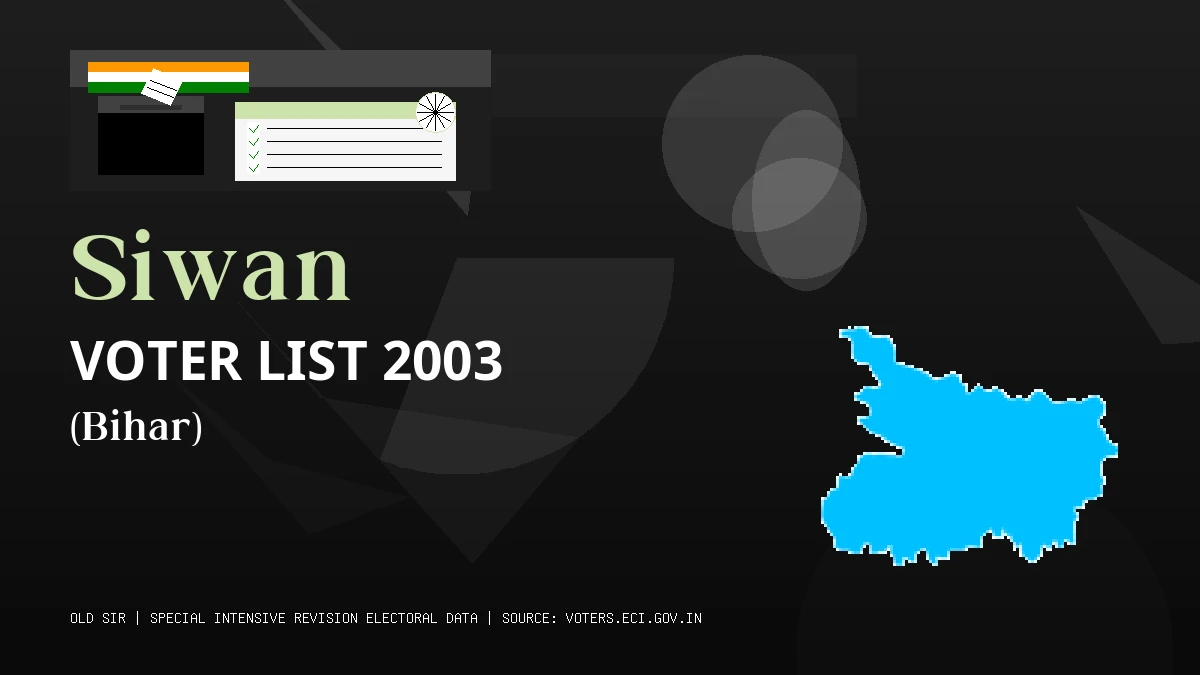 Siwan Voter List 2003 PDF Download Bihar