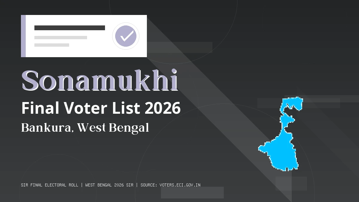 Sonamukhi Final Voter List 2026 West Bengal