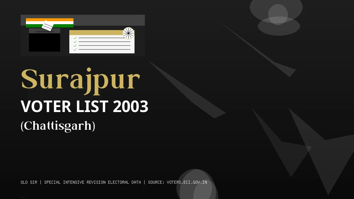 Surajpur Voter List 2003 PDF Download Chattisgarh