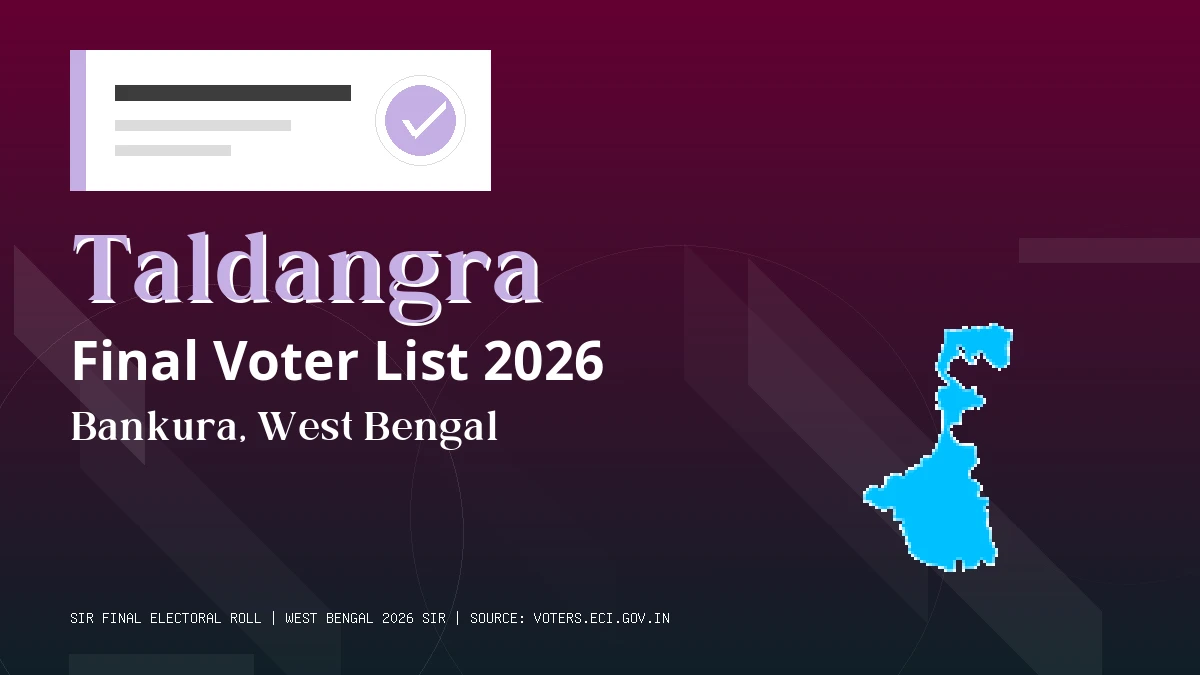 Taldangra Final Voter List 2026 West Bengal