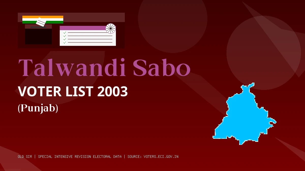 Talwandi Sabo Voter List 2003 PDF Download Punjab