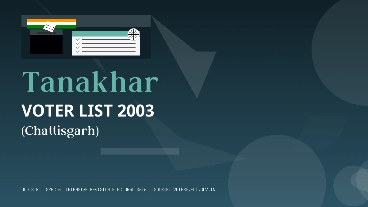 Tanakhar Voter List 2003 PDF Download Chattisgarh