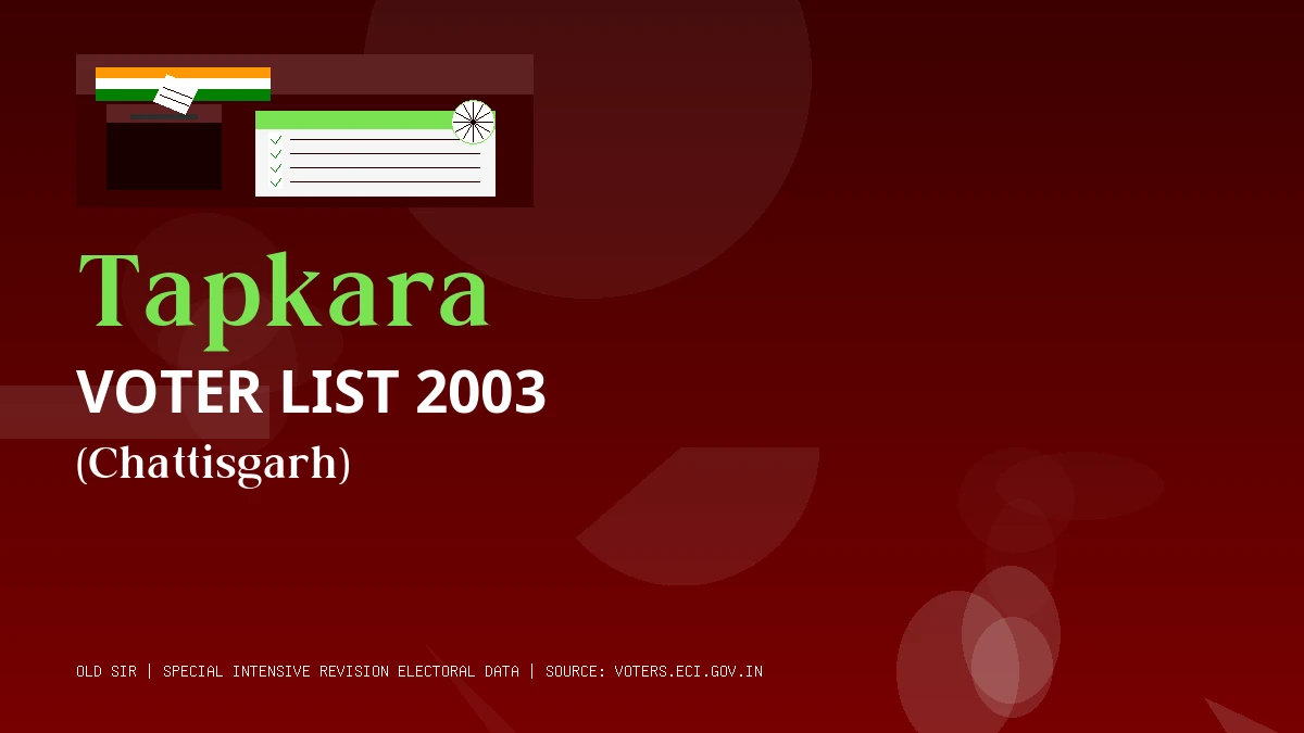 Tapkara Voter List 2003 PDF Download Chattisgarh