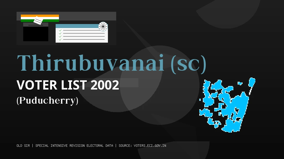 Thirubuvanai (sc) Voter List 2002 PDF Download Puducherry