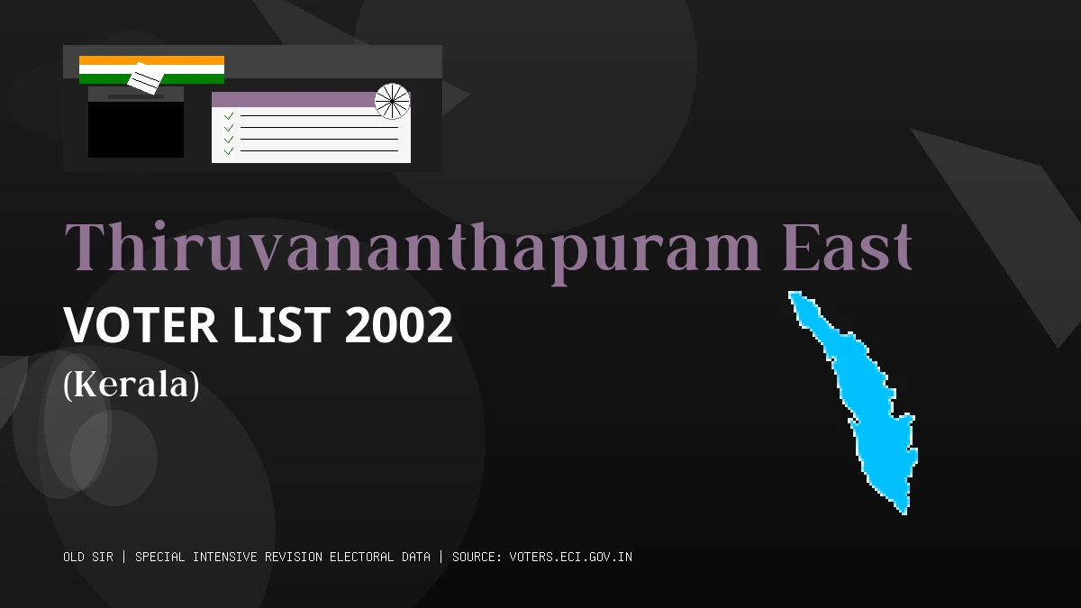 Thiruvananthapuram East Voter List 2002 PDF Download Kerala