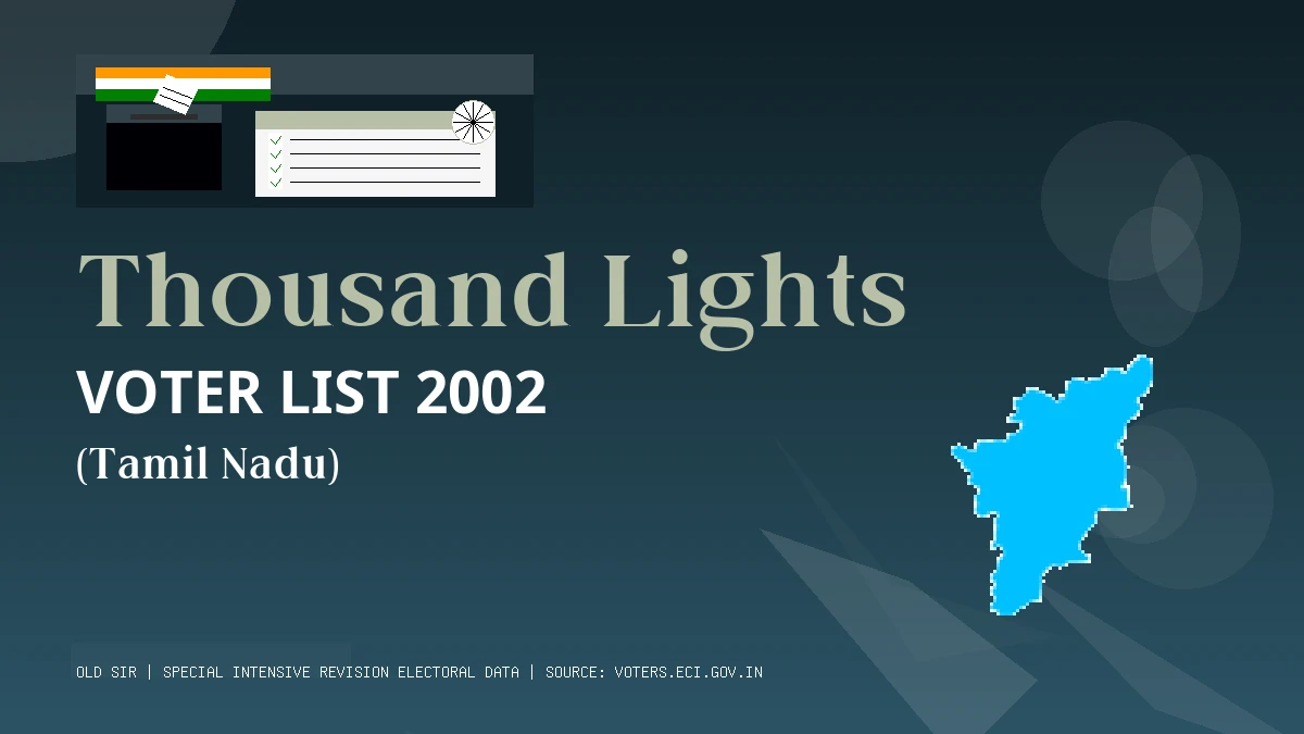 Thousand Lights Voter List 2002 PDF Download Tamil Nadu
