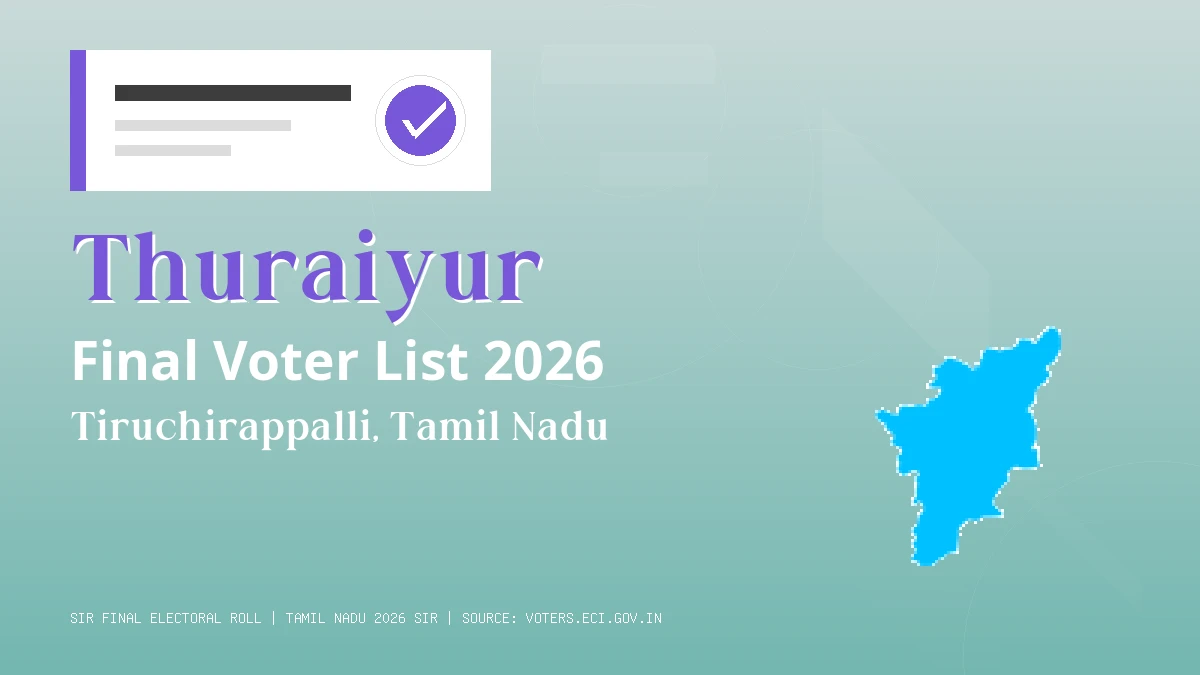 Thuraiyur Final Voter List 2026 Tamil Nadu