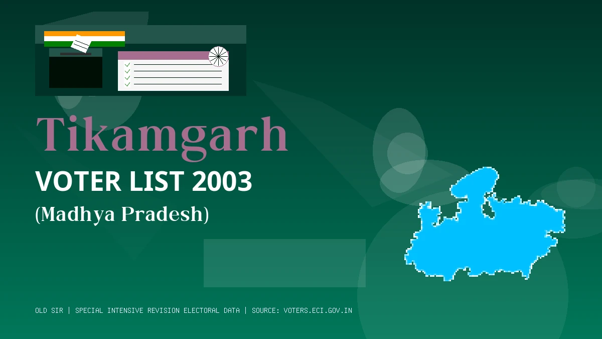 Tikamgarh Voter List 2003 PDF Download Madhya Pradesh