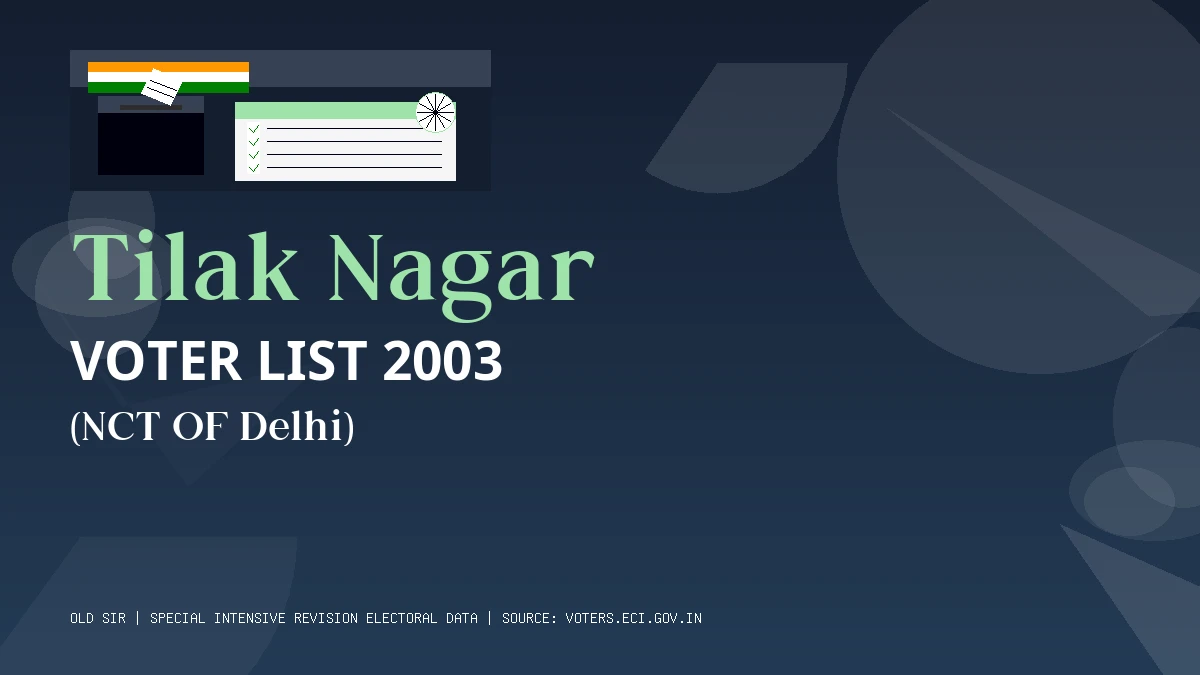 Tilak Nagar Voter List 2003 PDF Download NCT OF Delhi