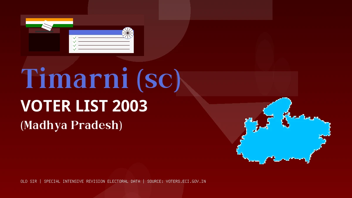 Timarni (sc) Voter List 2003 PDF Download Madhya Pradesh