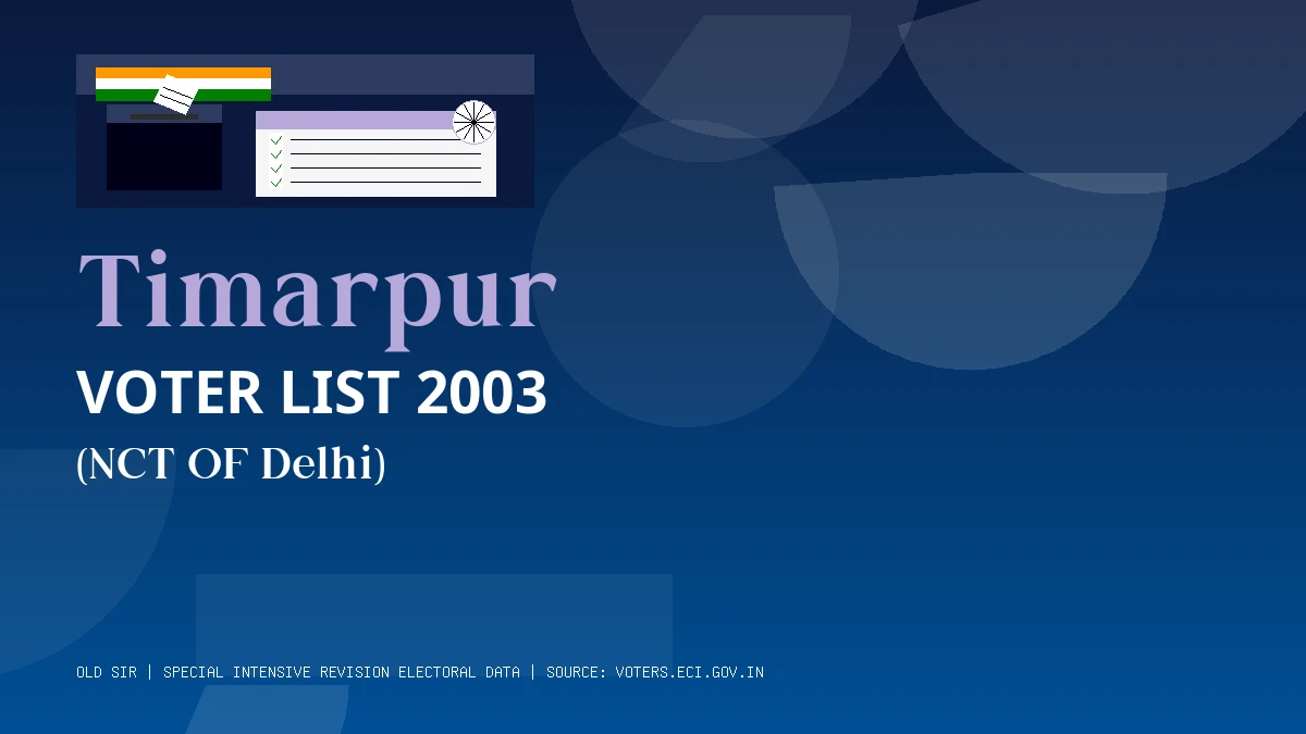 Timarpur Voter List 2003 PDF Download NCT OF Delhi