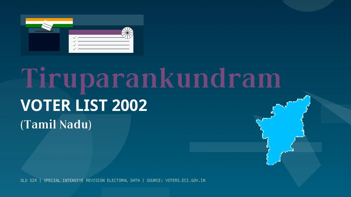 Tiruparankundram Voter List 2002 PDF Download Tamil Nadu