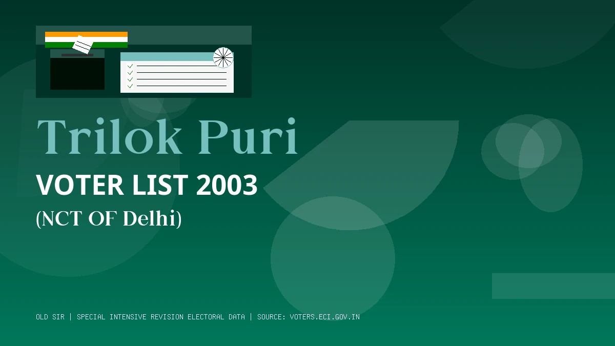 Trilok Puri Voter List 2003 PDF Download NCT OF Delhi
