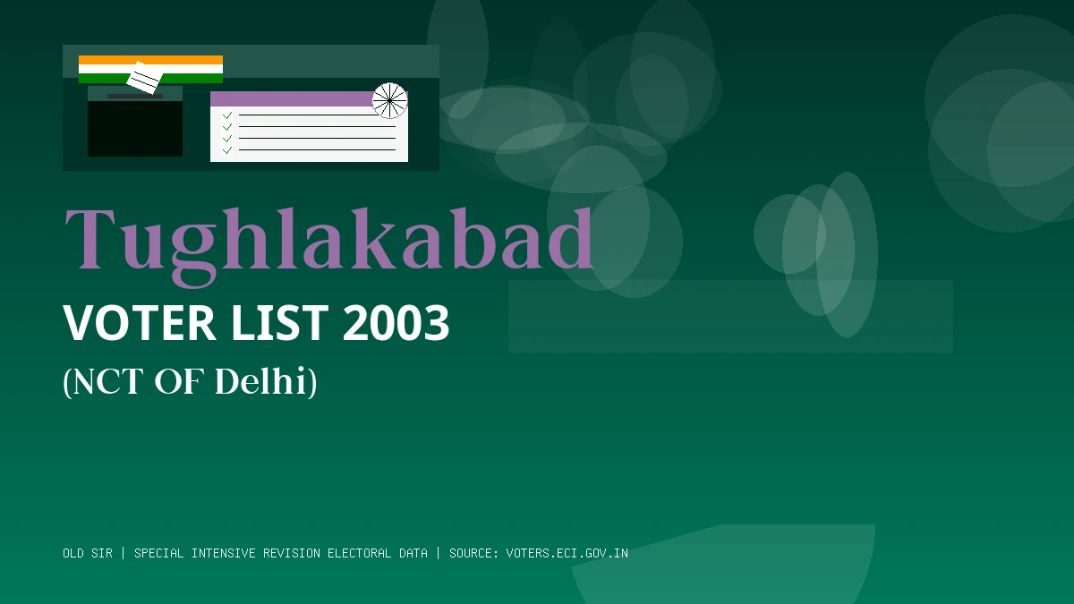 Tughlakabad Voter List 2003 PDF Download NCT OF Delhi