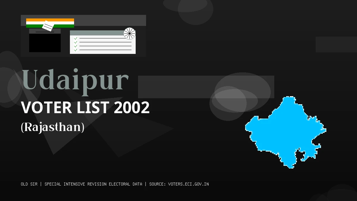 Udaipur Voter List 2002 PDF Download Rajasthan