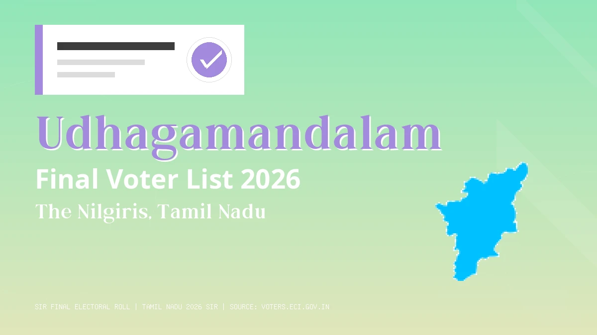 Udhagamandalam Final Voter List 2026 Tamil Nadu