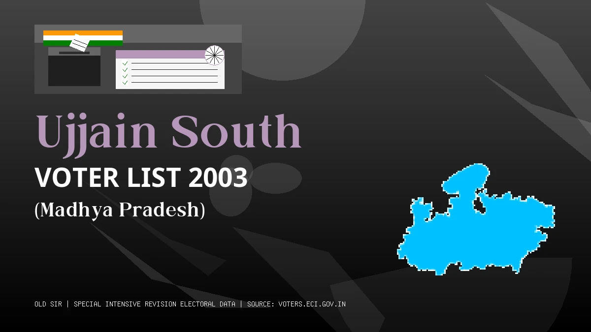 Ujjain South Voter List 2003 PDF Download Madhya Pradesh