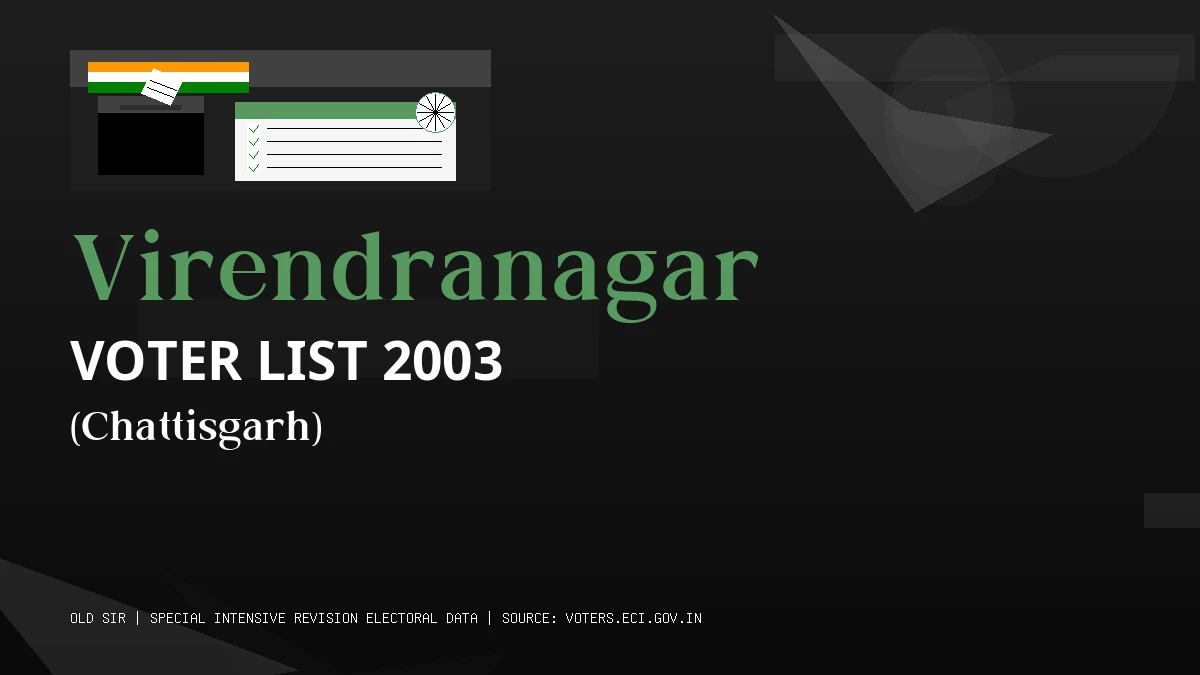 Virendranagar Voter List 2003 PDF Download Chattisgarh