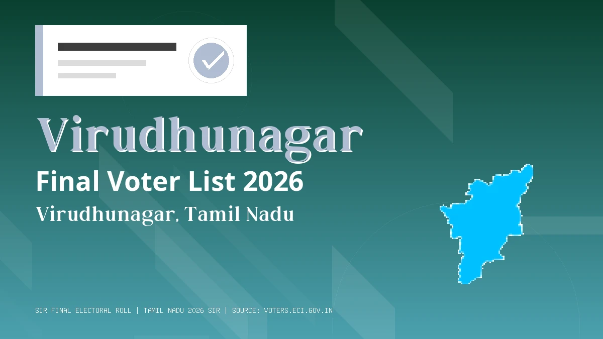 Virudhunagar Final Voter List 2026 Tamil Nadu