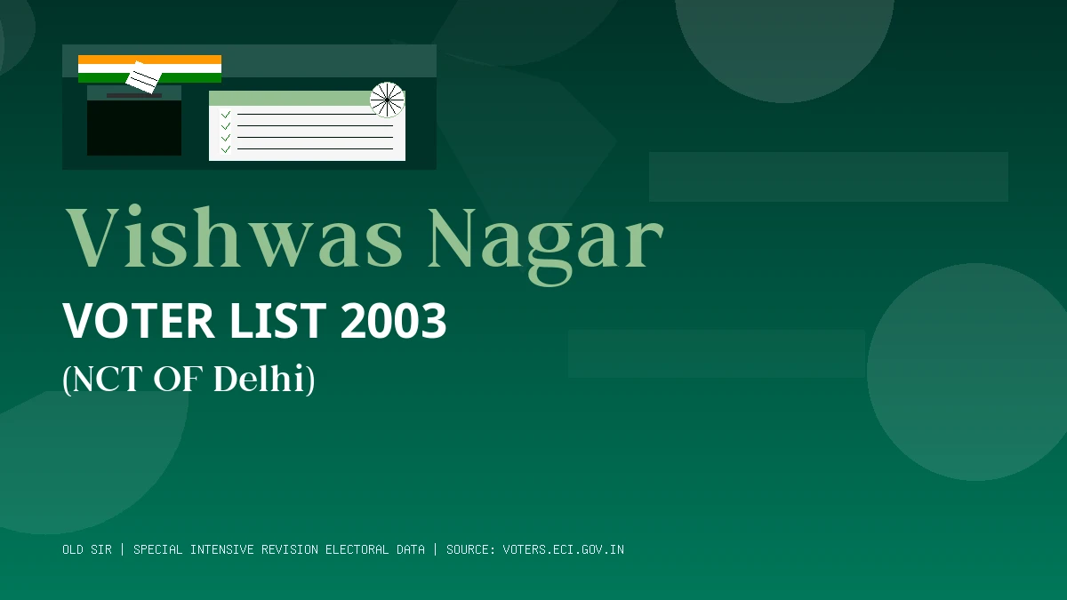 Vishwas Nagar Voter List 2003 PDF Download NCT OF Delhi