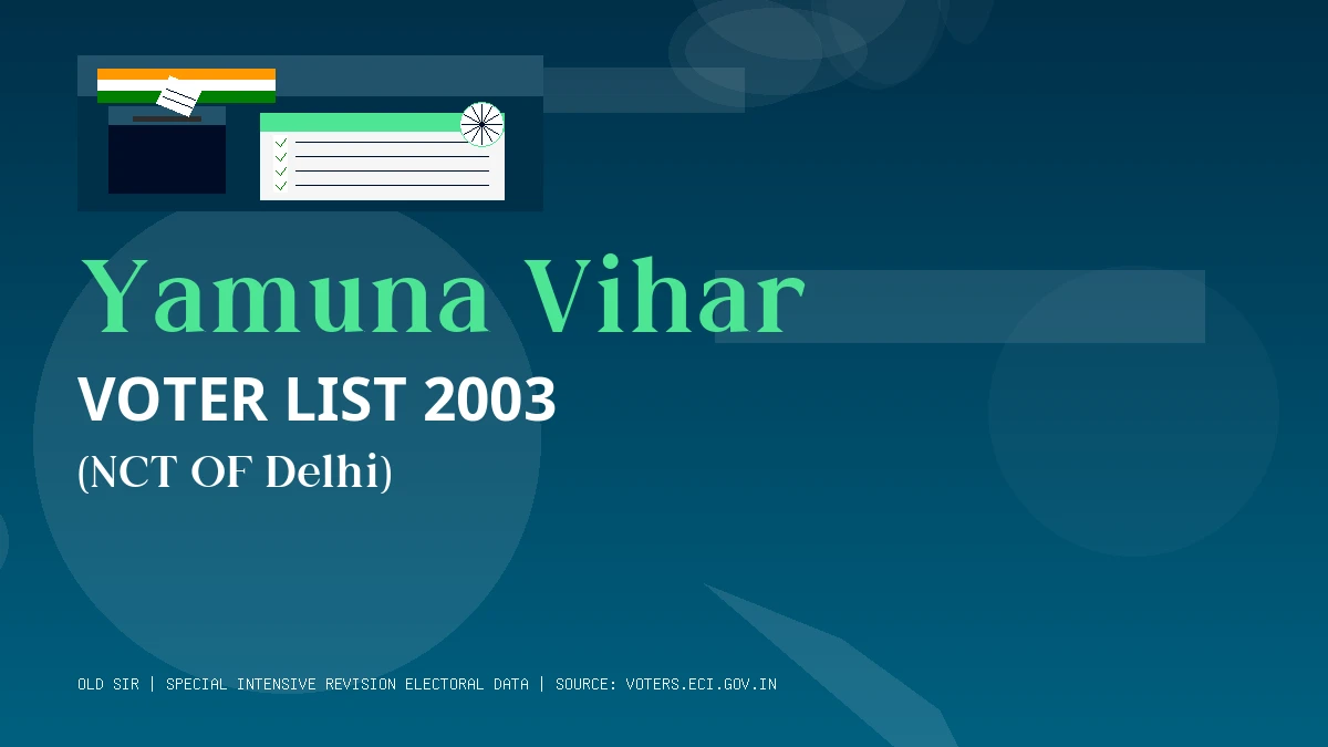 Yamuna Vihar Voter List 2003 PDF Download NCT OF Delhi
