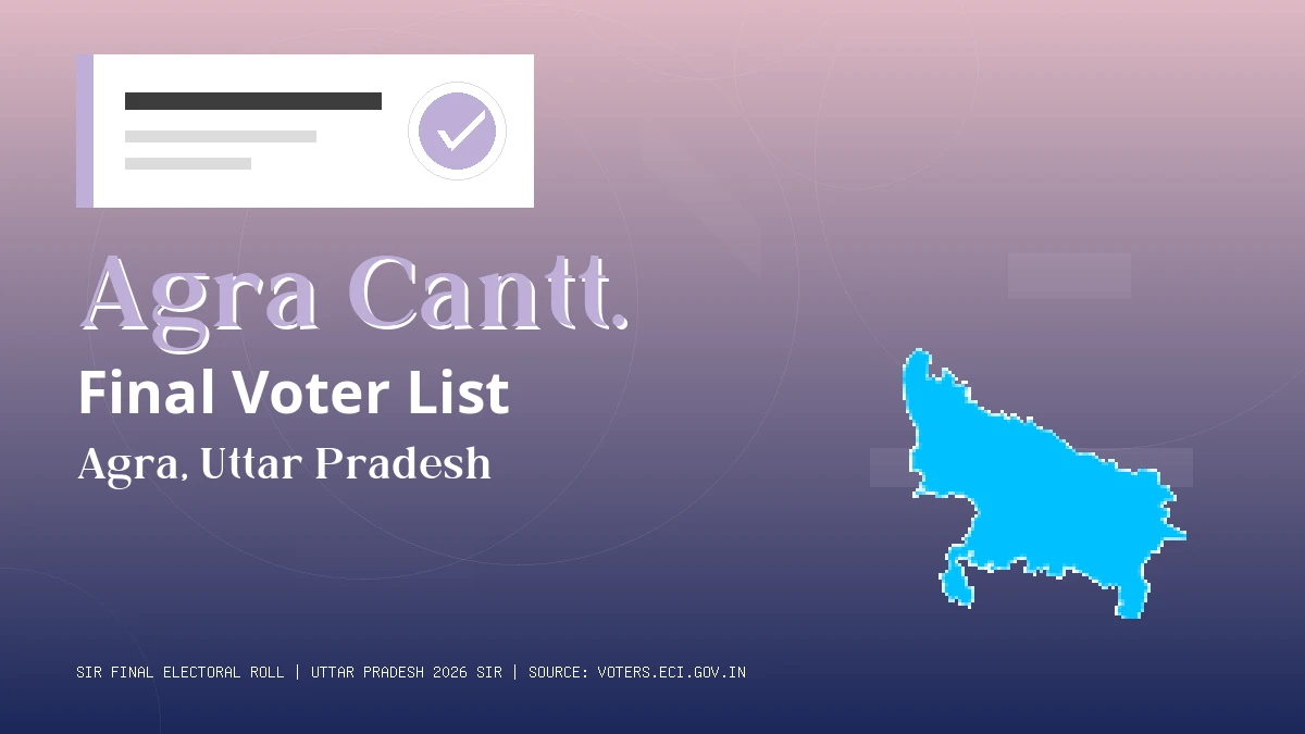 Agra Cantt. Final Voter List Uttar Pradesh