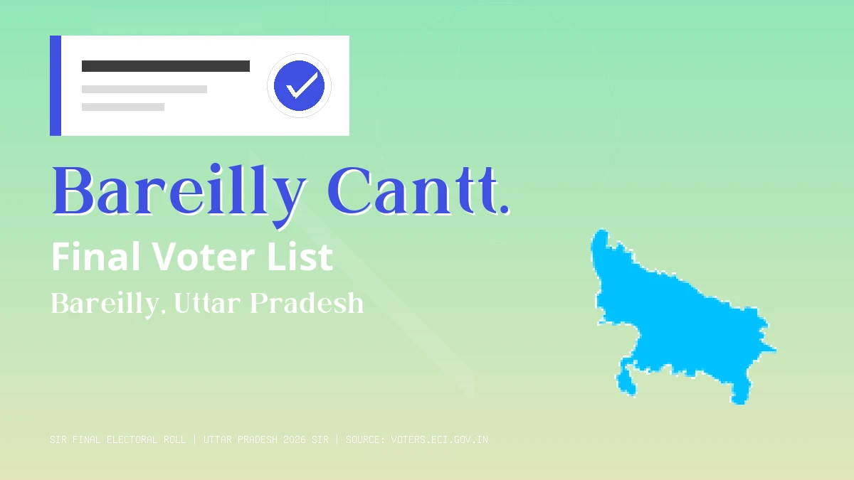 Bareilly Cantt. Final Voter List Uttar Pradesh