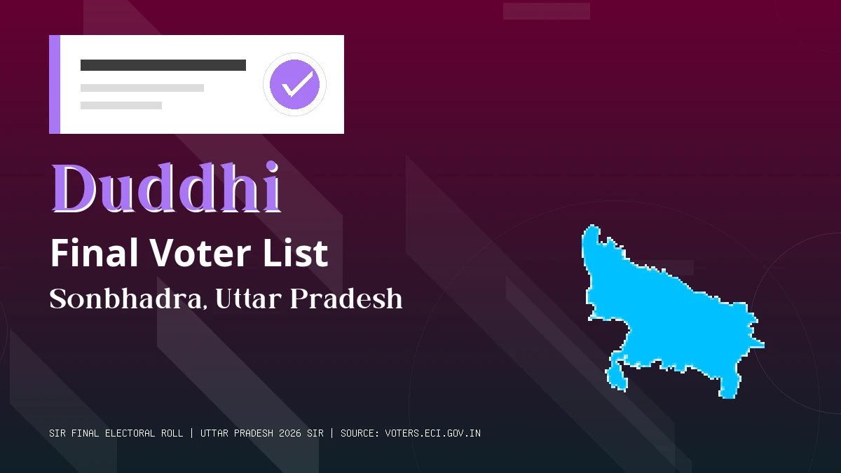 Duddhi Final Voter List Uttar Pradesh