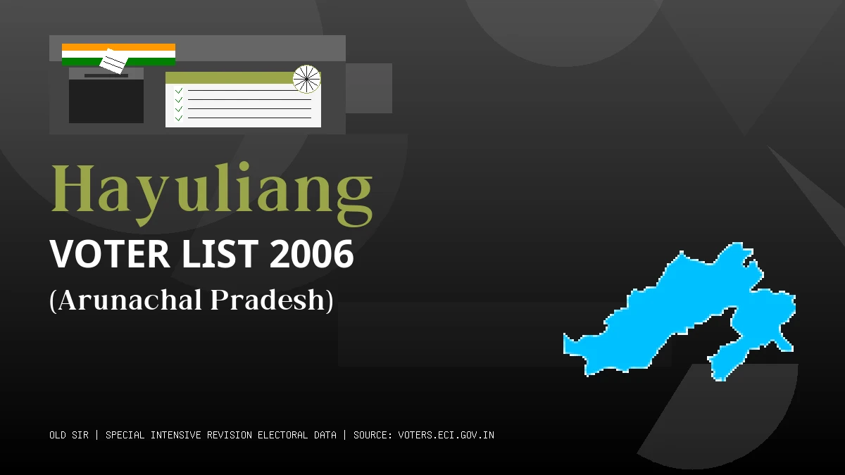 Hayuliang Voter List 2006 PDF Download Arunachal Pradesh