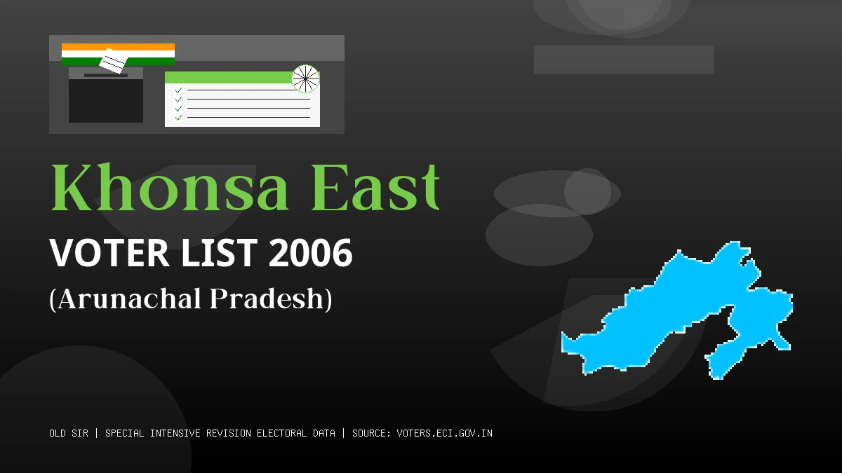 Khonsa East Voter List 2006 PDF Download Arunachal Pradesh