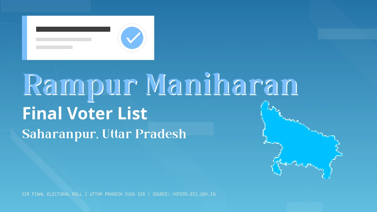 Rampur Maniharan Final Voter List Uttar Pradesh