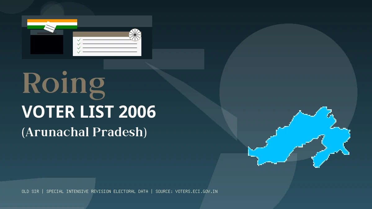 Roing Voter List 2006 PDF Download Arunachal Pradesh