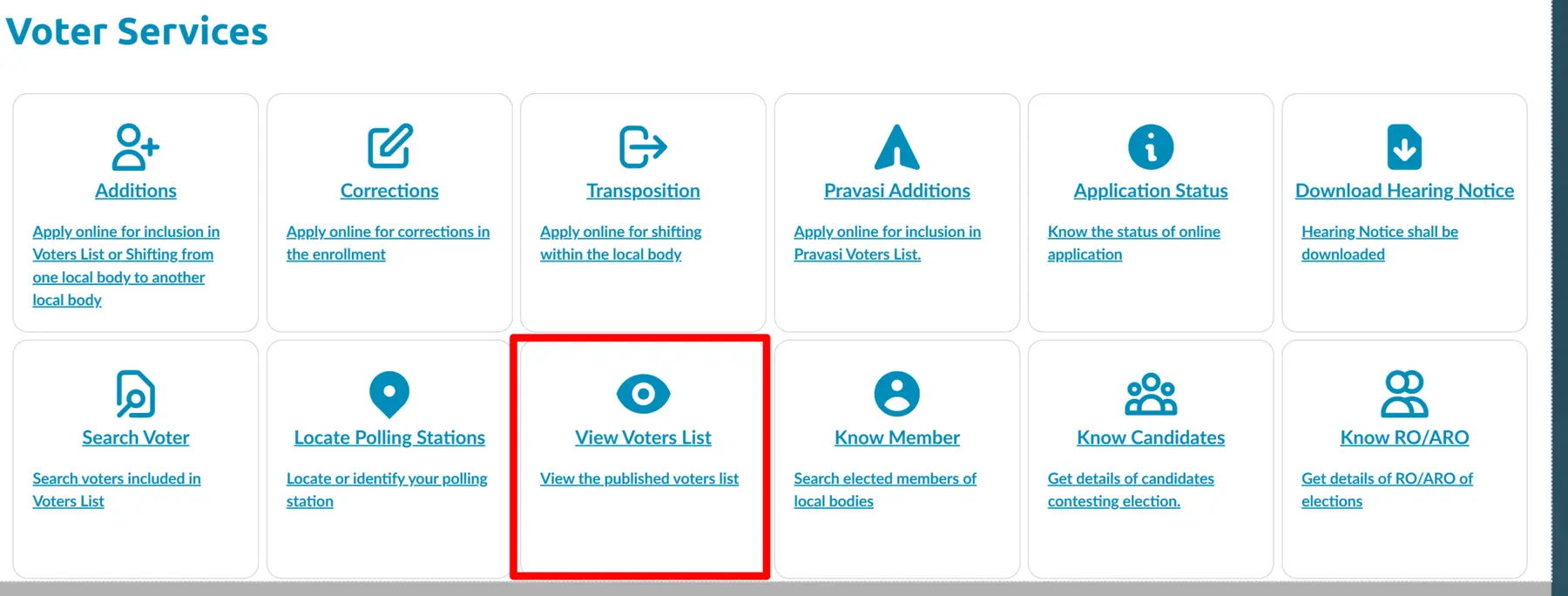 View Voters List Link