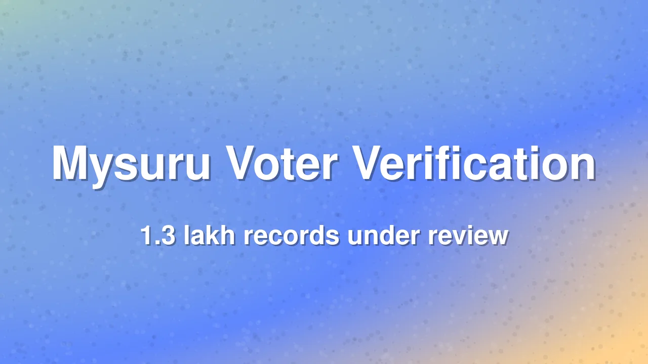 Mysuru Voter Verification Drive Begins for 1.3 Lakh Records