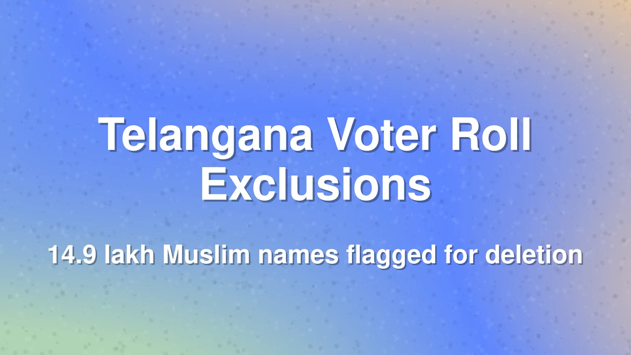 Analysis reveals 14.9 lakh Muslim names excluded from Telangana electoral rolls