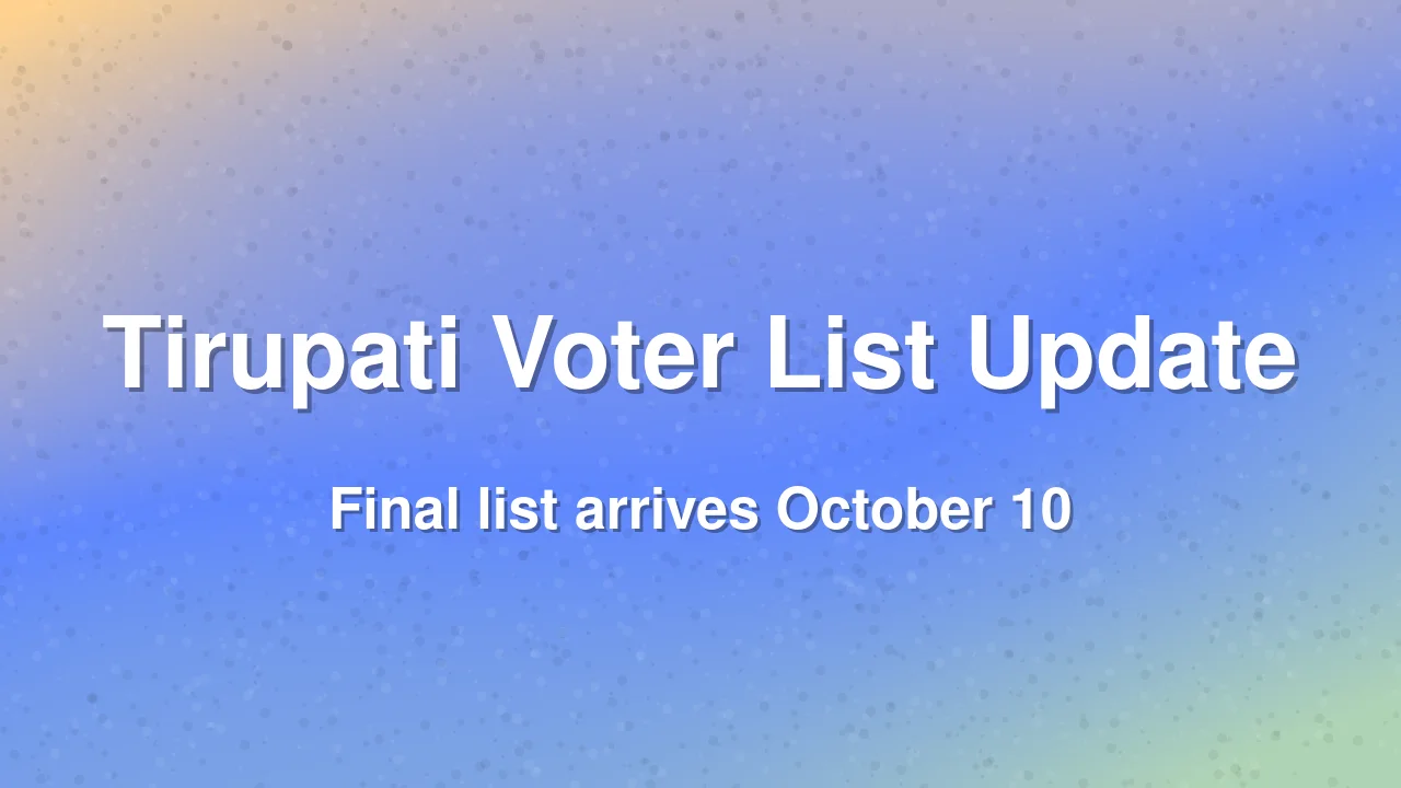 Tirupati final voter list publication scheduled for October 10