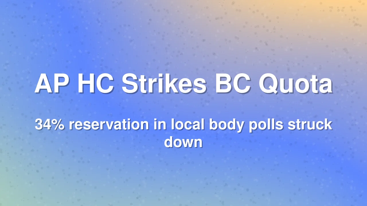 Andhra Pradesh HC Strikes Down 34% BC Quota in Local Body Polls